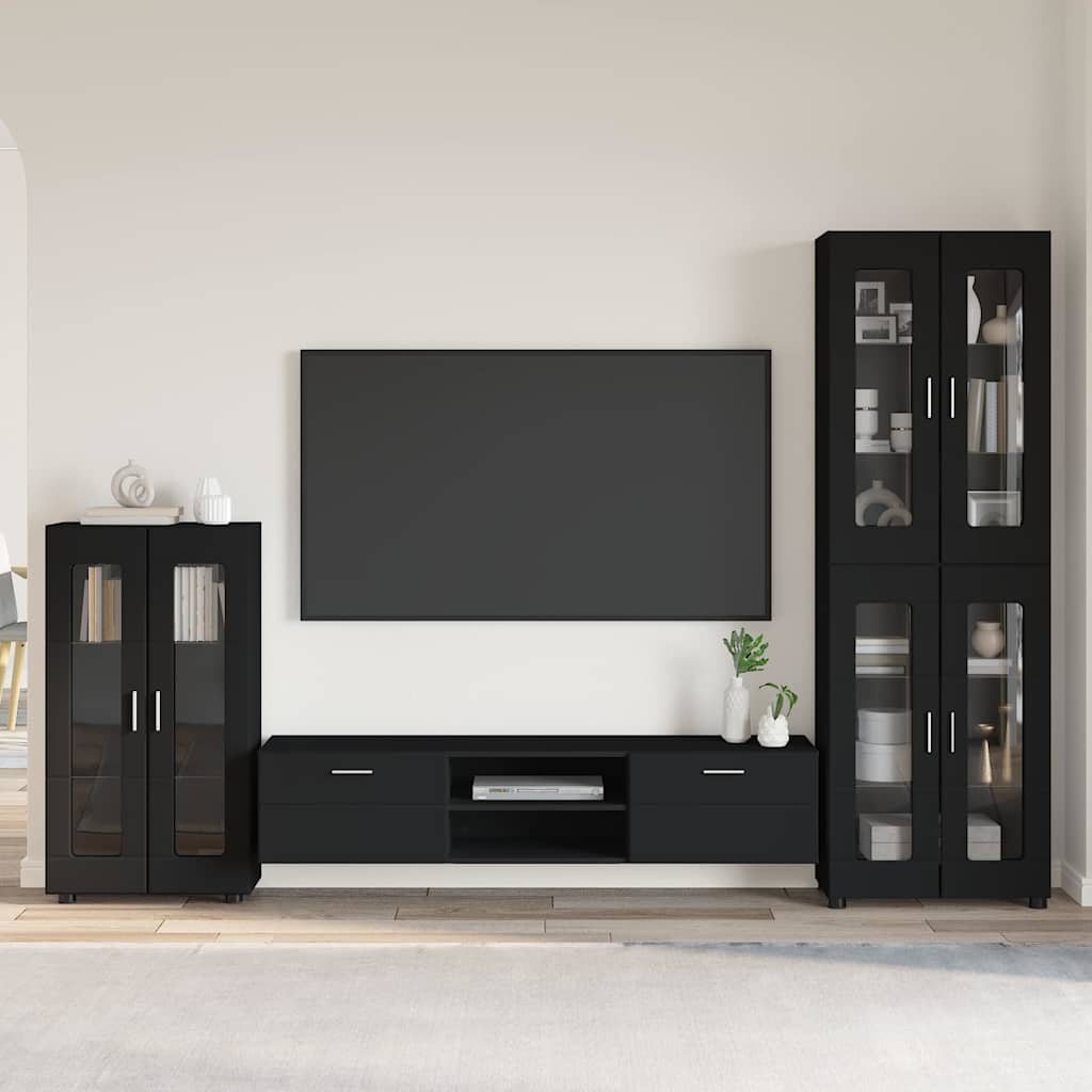 Ensemble meuble TV FLORIN 3 pcs Noir Bois d'ingénierie - XIOS