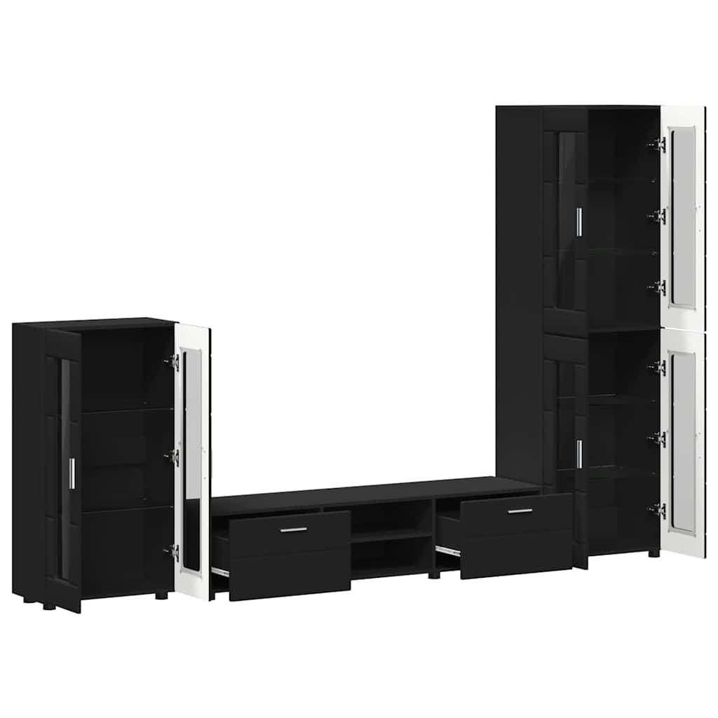 Ensemble meuble TV FLORIN 3 pcs Noir Bois d'ingénierie - XIOS