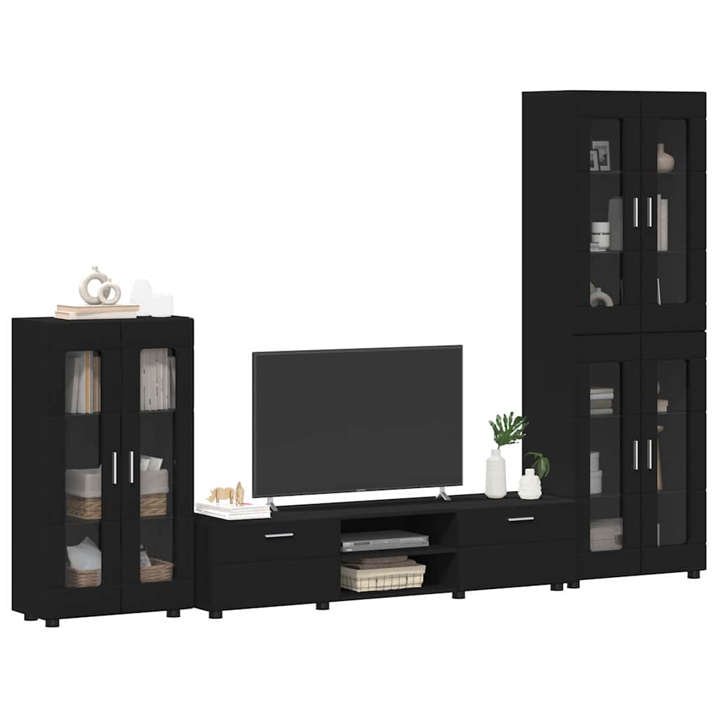 Ensemble meuble TV FLORIN 3 pcs Noir Bois d'ingénierie - XIOS