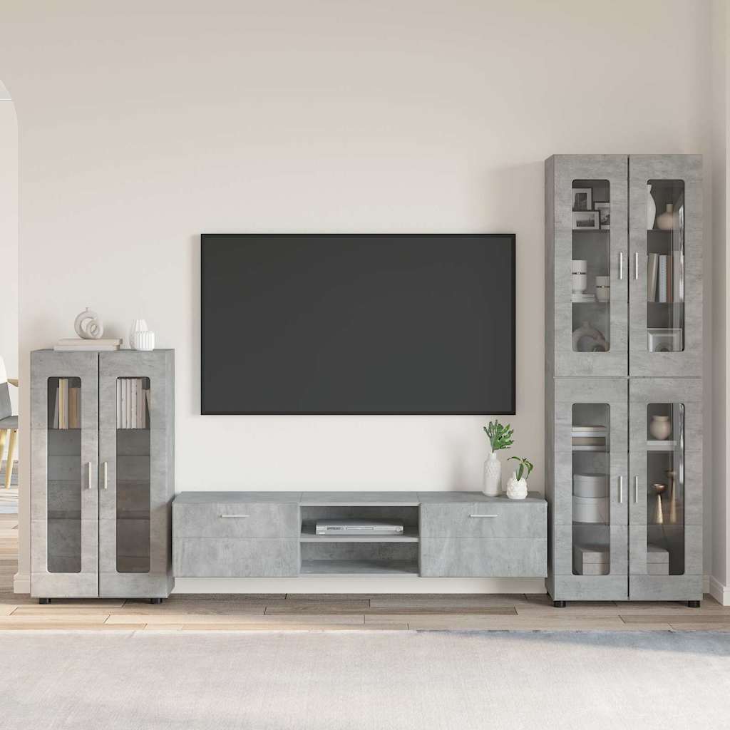 Ensemble meuble TV FLORIN 3 pcs Gris béton Bois d'ingénierie - XIOS