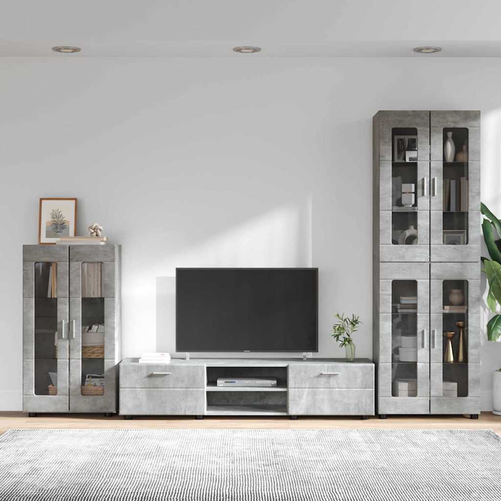 Ensemble meuble TV FLORIN 3 pcs Gris béton Bois d'ingénierie - XIOS