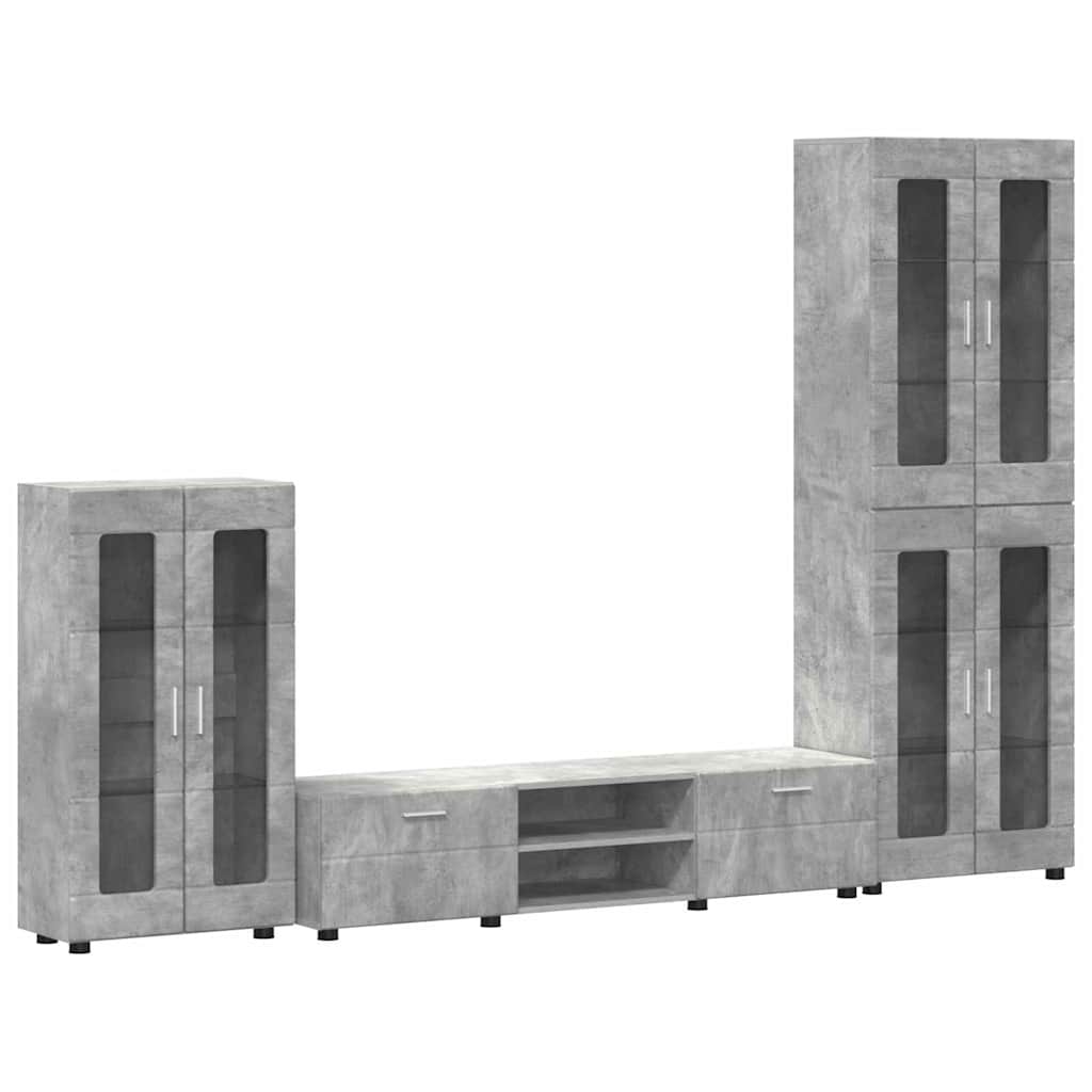 Ensemble meuble TV FLORIN 3 pcs Gris béton Bois d'ingénierie - XIOS