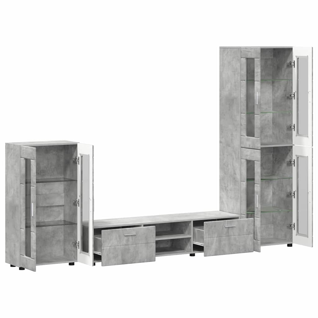 Ensemble meuble TV FLORIN 3 pcs Gris béton Bois d'ingénierie - XIOS