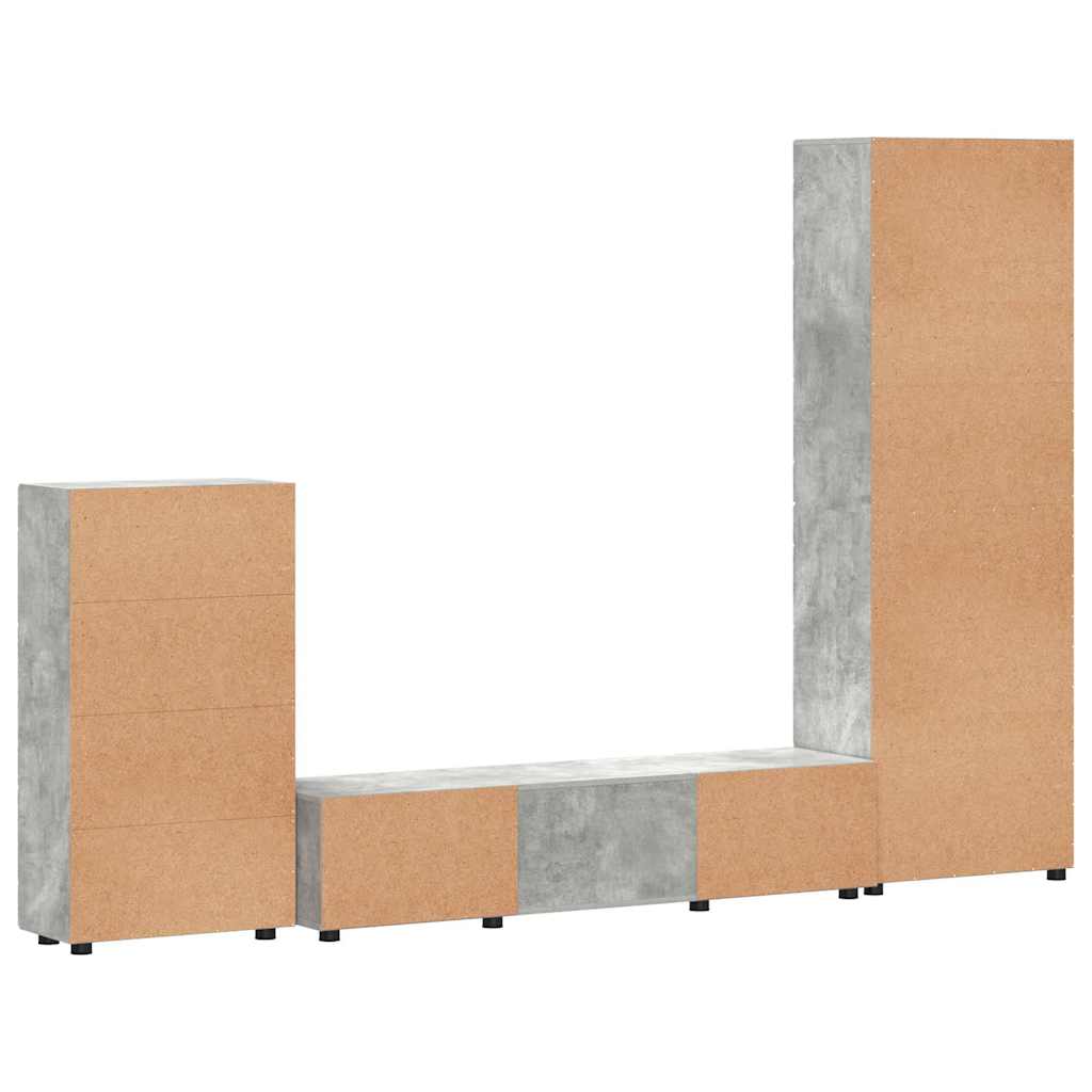 Ensemble meuble TV FLORIN 3 pcs Gris béton Bois d'ingénierie - XIOS