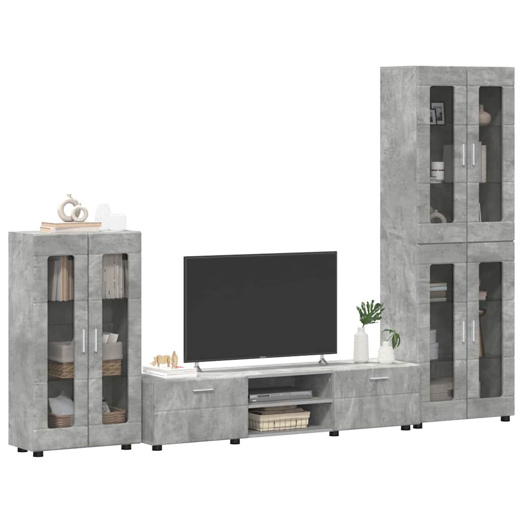 Ensemble meuble TV FLORIN 3 pcs Gris béton Bois d'ingénierie - XIOS