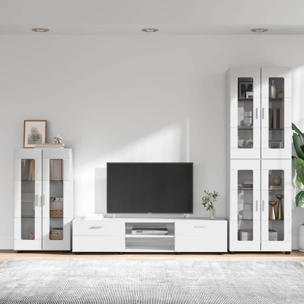 Ensemble meuble TV avec tiroir FLORIN 3 pcs Blanc brillant - XIOS
