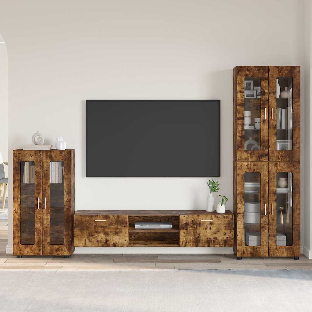 Ensemble meuble TV FLORIN 3 pcs Chêne fumé Bois d'ingénierie - XIOS