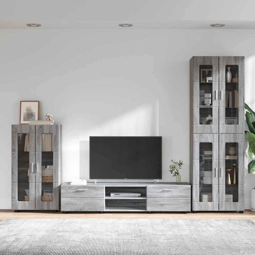 Ensemble meuble TV FLORIN 3 pcs Gris Sonoma Bois d'ingénierie - XIOS
