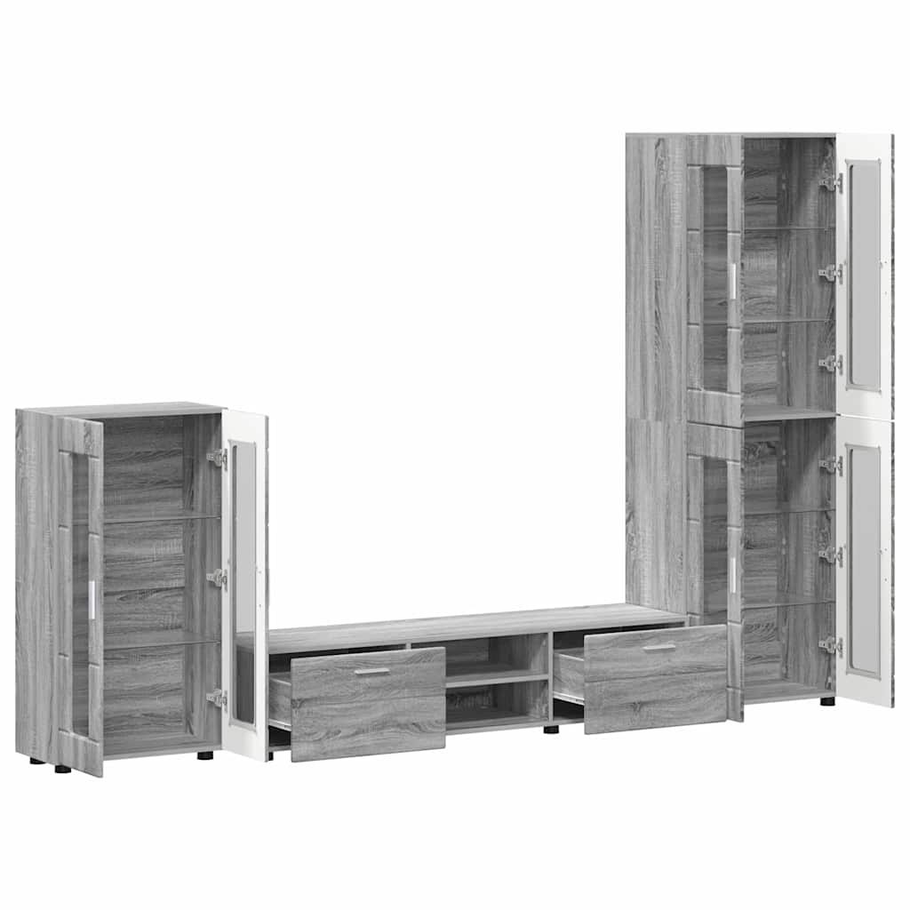 Ensemble meuble TV avec tiroir Gris Sonoma Bois d'ingénierie - XIOS