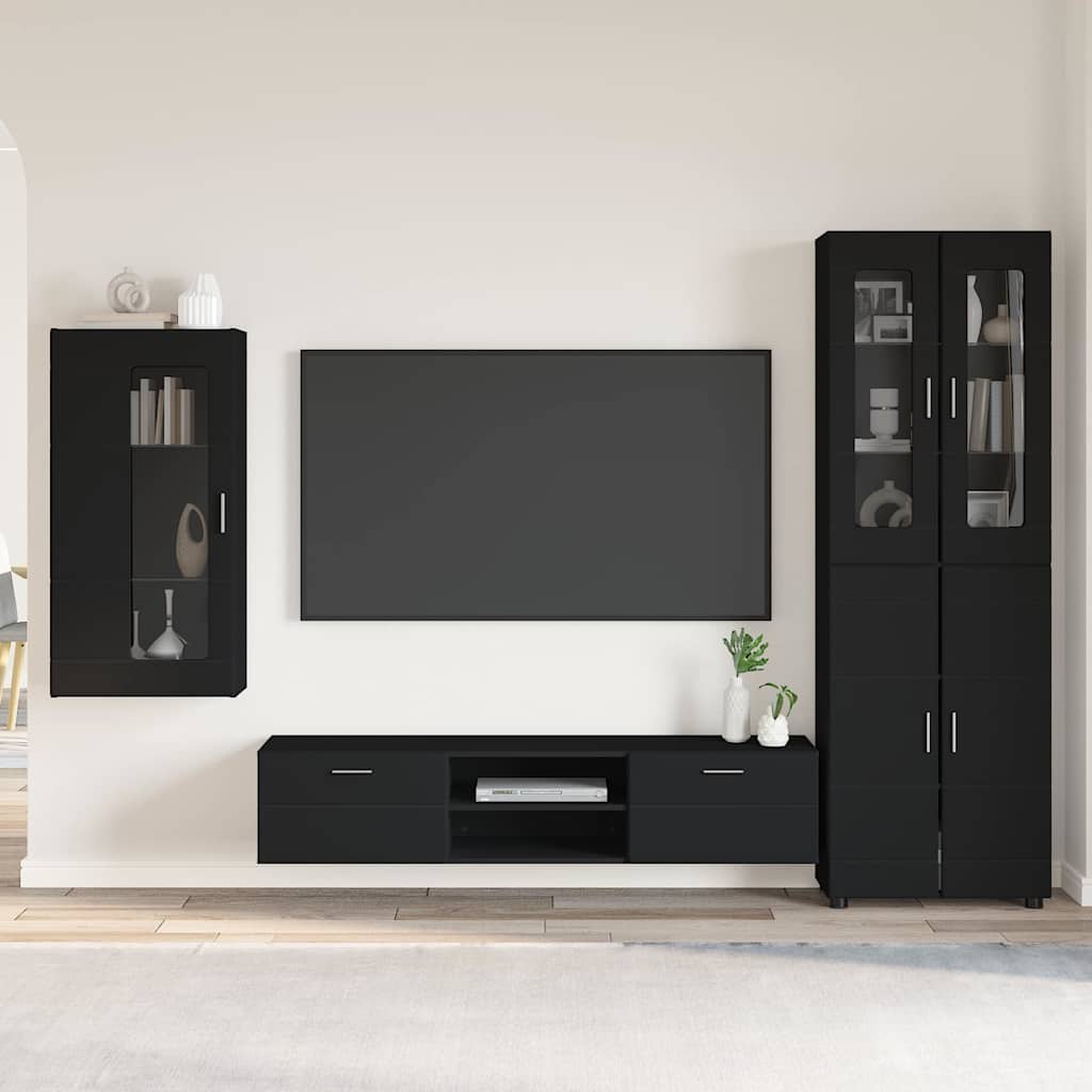 Ensemble meuble TV FLORIN 3 pcs Noir Bois d'ingénierie - XIOS