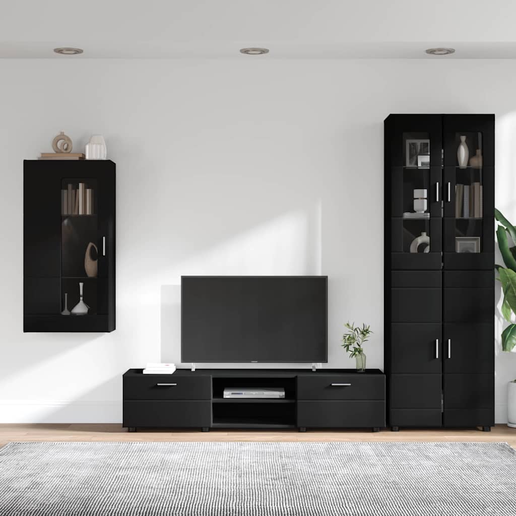 Ensemble meuble TV FLORIN 3 pcs Noir Bois d'ingénierie - XIOS