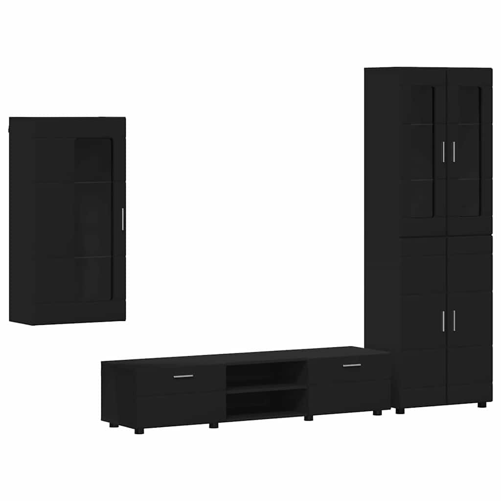 Ensemble meuble TV FLORIN 3 pcs Noir Bois d'ingénierie - XIOS