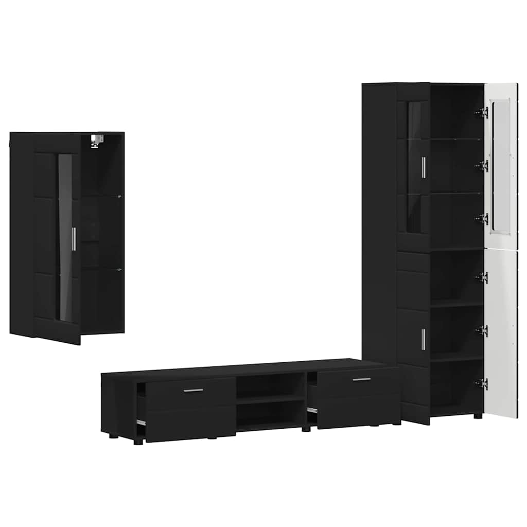 Ensemble meuble TV FLORIN 3 pcs Noir Bois d'ingénierie - XIOS