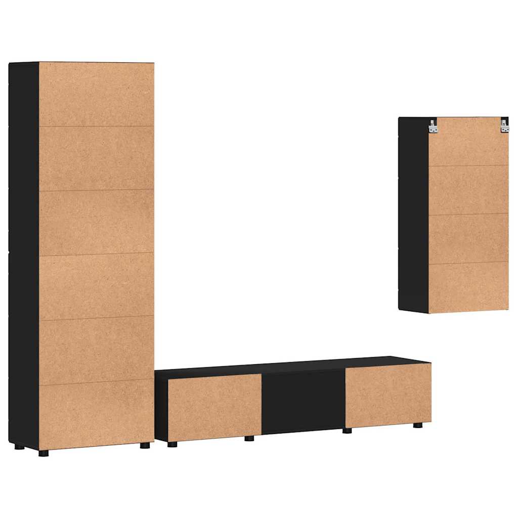 Ensemble meuble TV FLORIN 3 pcs Noir Bois d'ingénierie - XIOS
