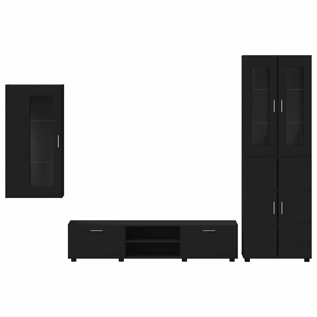 Ensemble meuble TV FLORIN 3 pcs Noir Bois d'ingénierie - XIOS