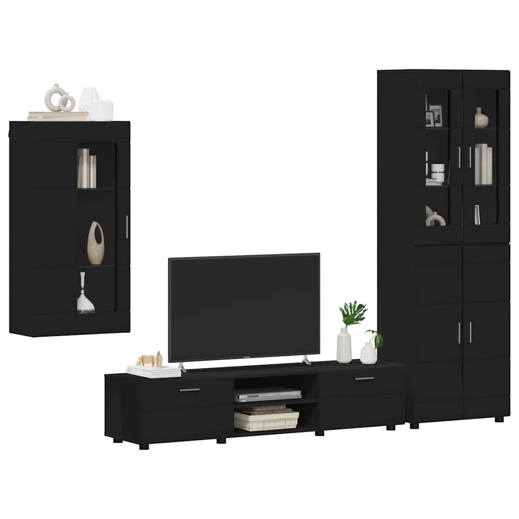 Ensemble meuble TV FLORIN 3 pcs Noir Bois d'ingénierie - XIOS