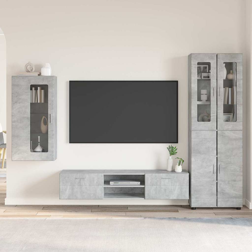 Ensemble meuble TV FLORIN 3 pcs Gris béton Bois d'ingénierie - XIOS