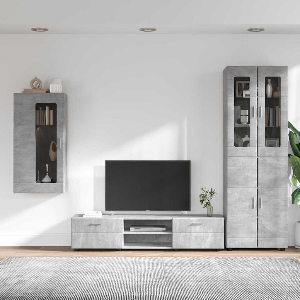 Ensemble meuble TV FLORIN 3 pcs Gris béton Bois d'ingénierie - XIOS