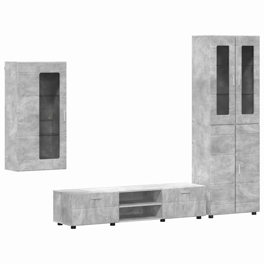 Ensemble meuble TV FLORIN 3 pcs Gris béton Bois d'ingénierie - XIOS