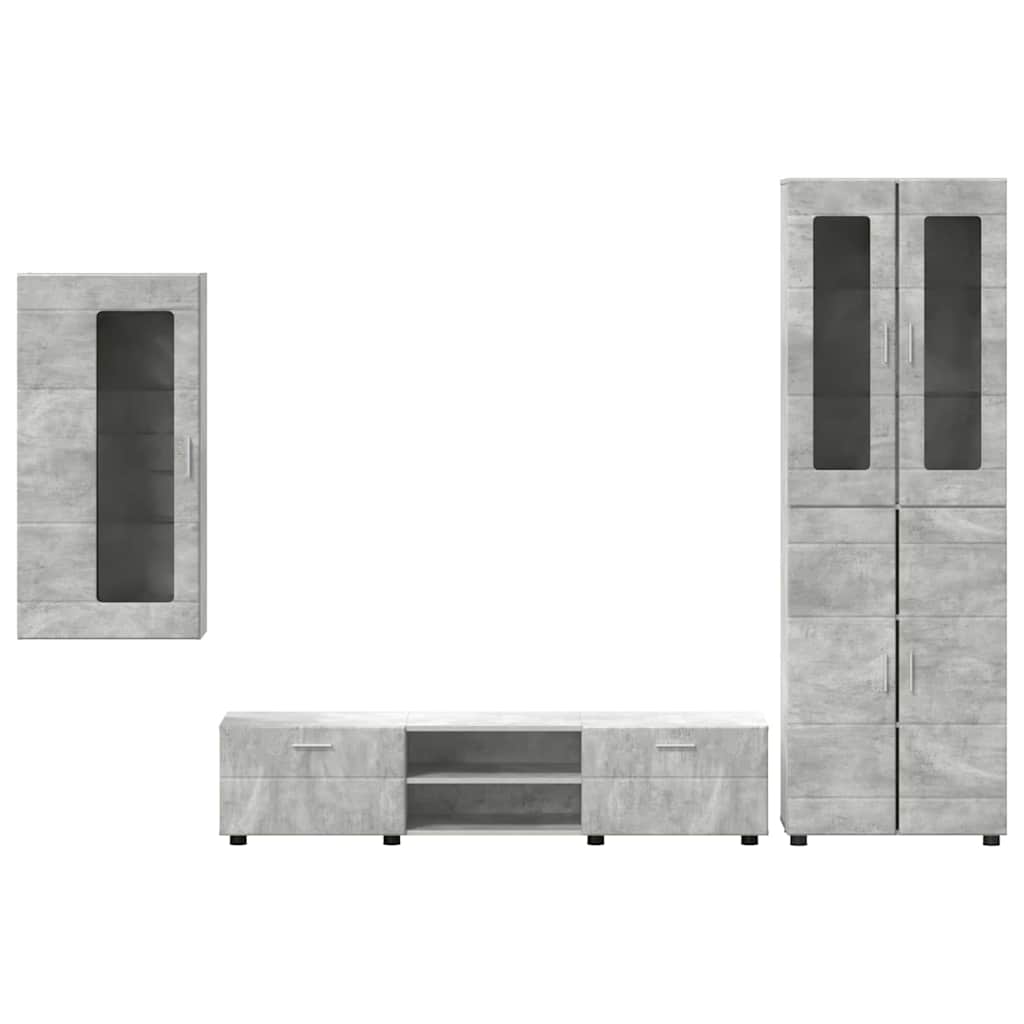 Ensemble meuble TV FLORIN 3 pcs Gris béton Bois d'ingénierie - XIOS