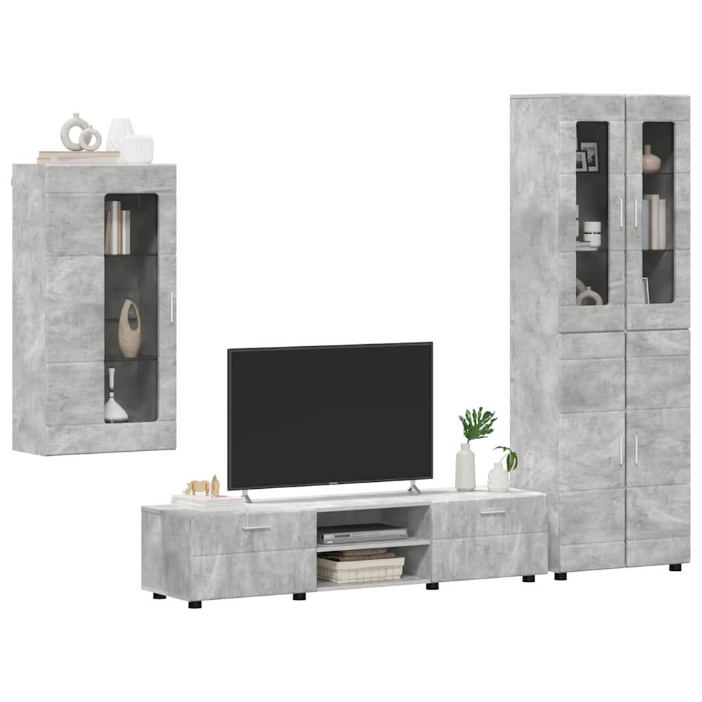 Ensemble meuble TV FLORIN 3 pcs Gris béton Bois d'ingénierie - XIOS