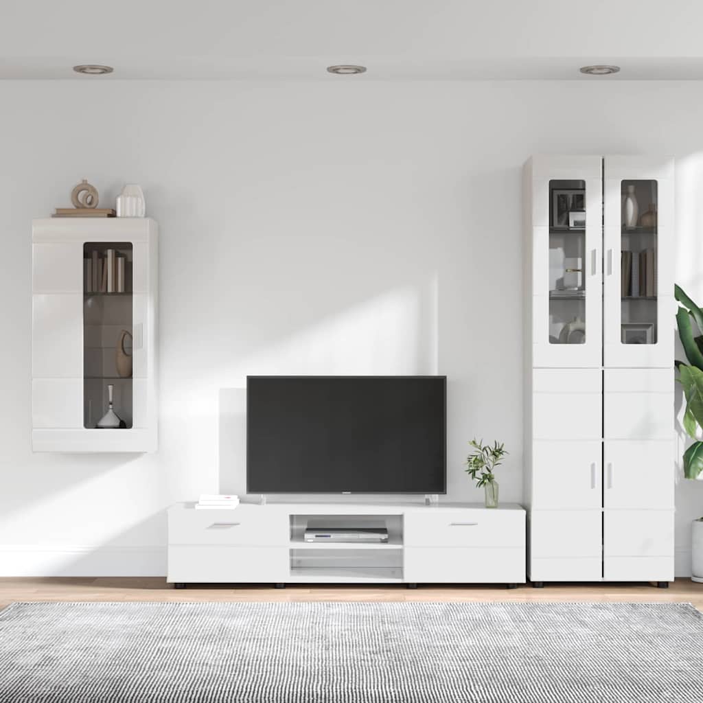 Ensemble meuble TV avec tiroir Blanc brillant Bois d'ingénierie - XIOS