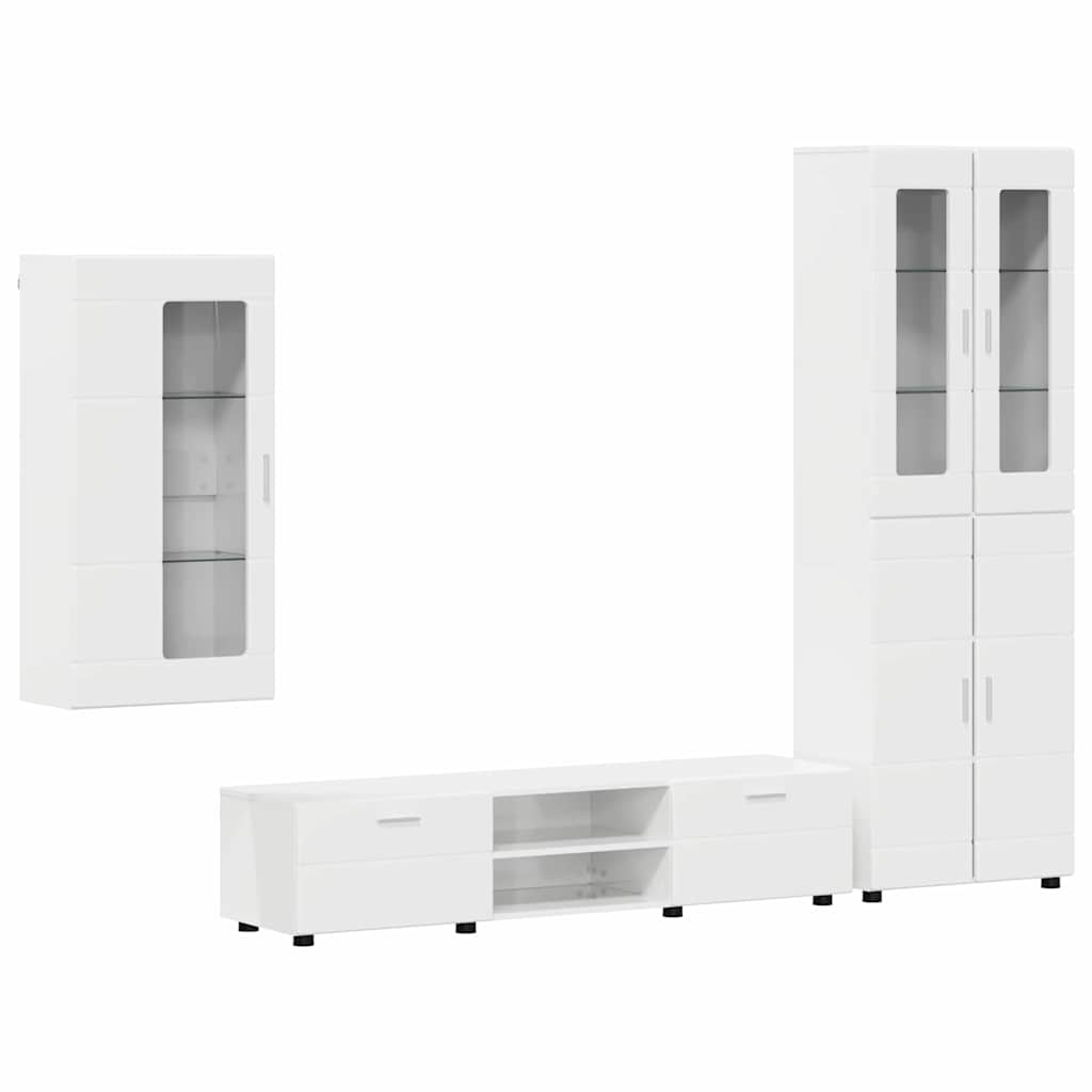 Ensemble meuble TV avec tiroir Blanc brillant Bois d'ingénierie - XIOS