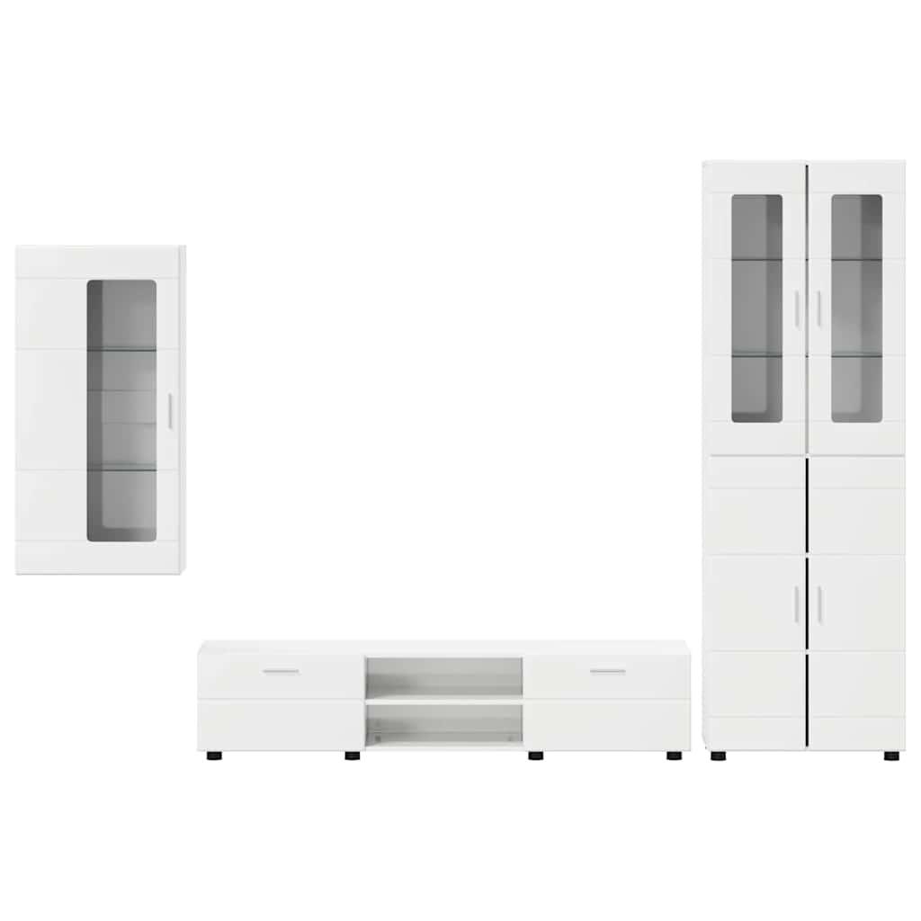Ensemble meuble TV avec tiroir Blanc brillant Bois d'ingénierie - XIOS