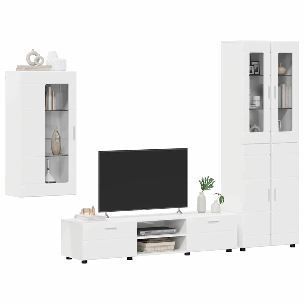 Ensemble meuble TV avec tiroir Blanc brillant Bois d'ingénierie - XIOS