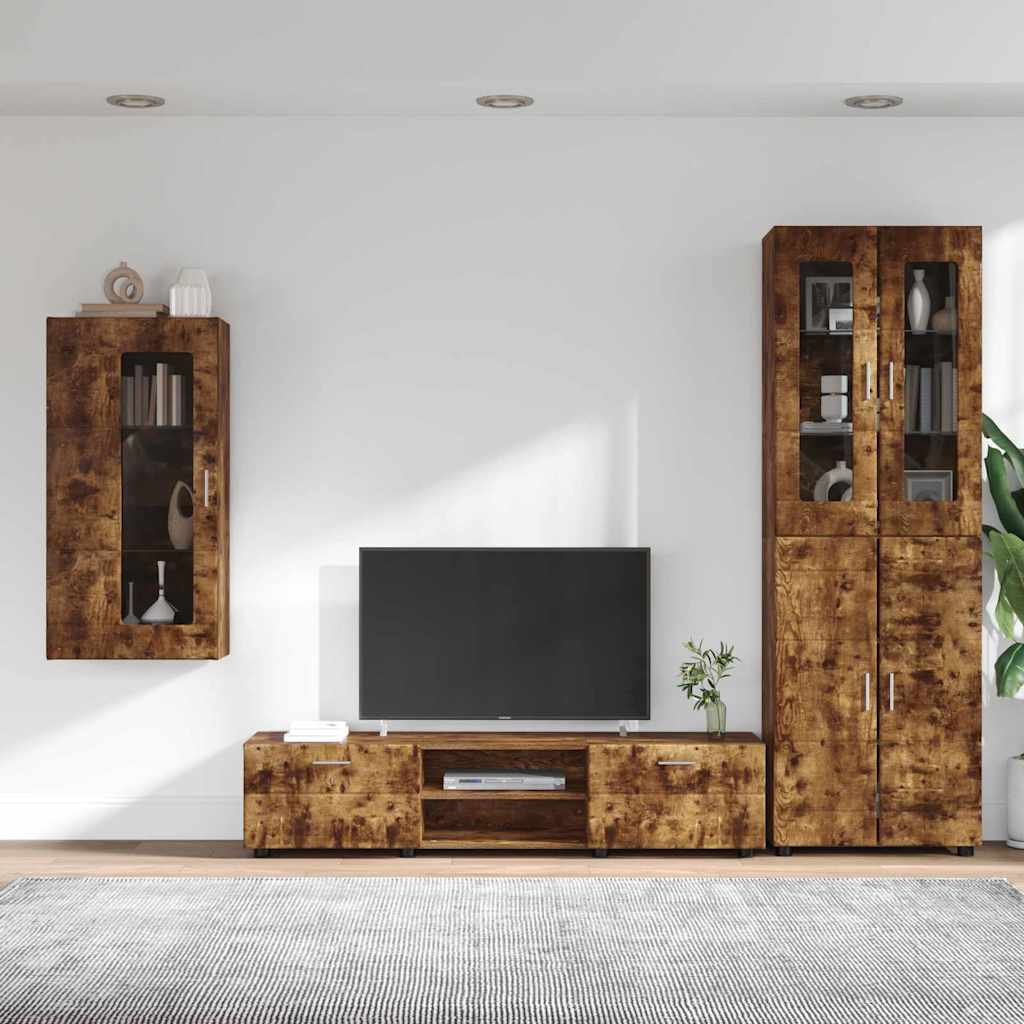 Ensemble meuble TV FLORIN 3 pcs Chêne fumé Bois d'ingénierie - XIOS