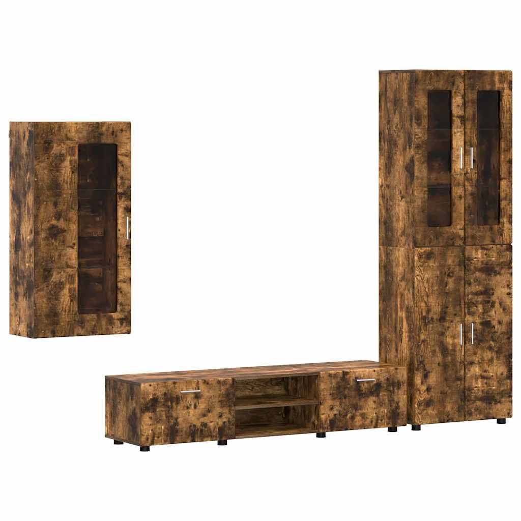 Ensemble meuble TV avec tiroir Chêne fumé Bois d'ingénierie - XIOS