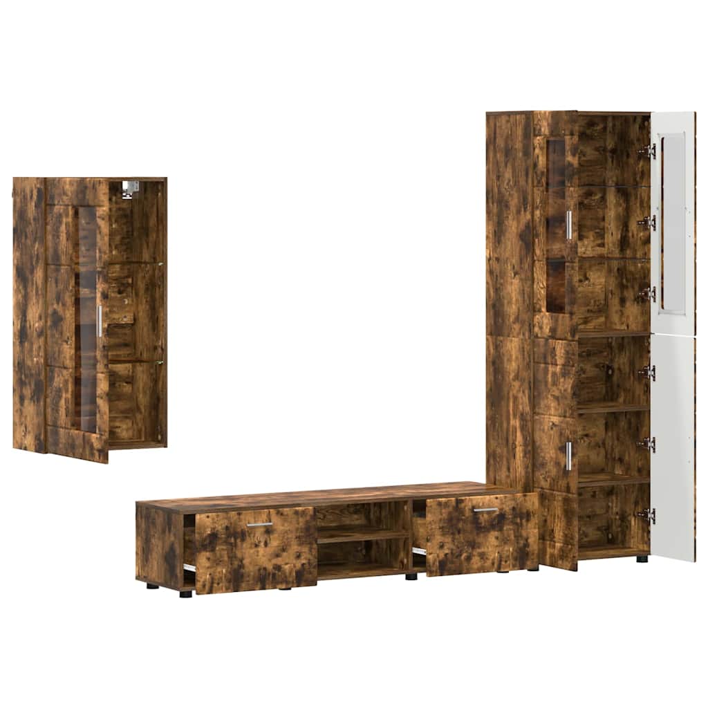 Ensemble meuble TV FLORIN 3 pcs Chêne fumé Bois d'ingénierie - XIOS