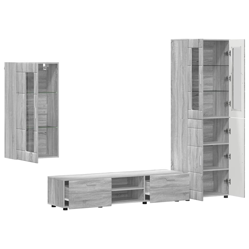 Ensemble meuble TV FLORIN 3 pcs Gris Sonoma Bois d'ingénierie - XIOS