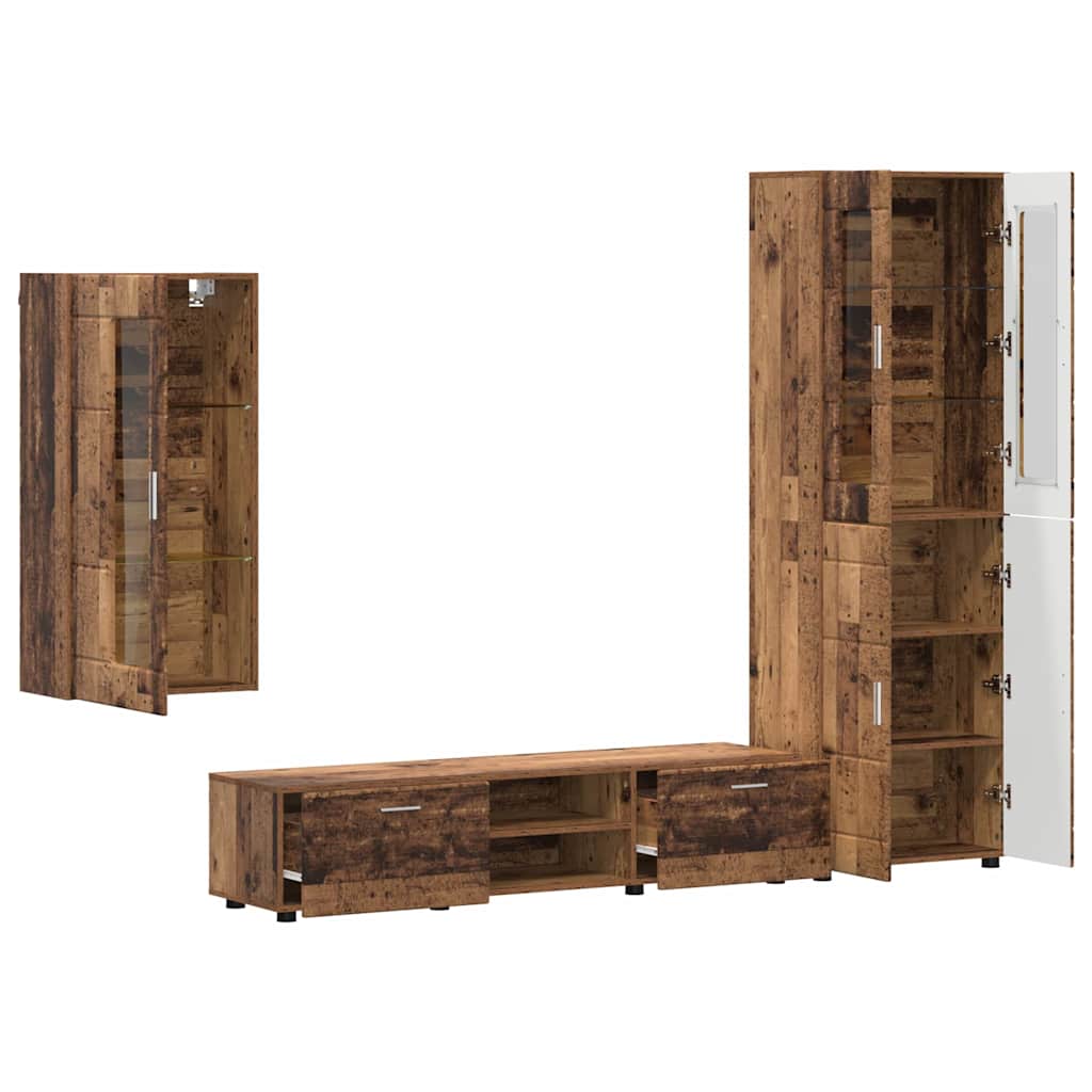 Ensemble meuble TV FLORIN 3 pcs Bois ancien Bois d'ingénierie - XIOS