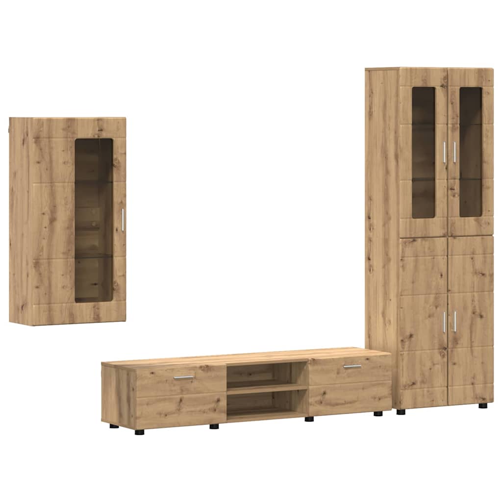 Ensemble meuble TV avec tiroir FLORIN 3 pcs Chêne artisanal - XIOS