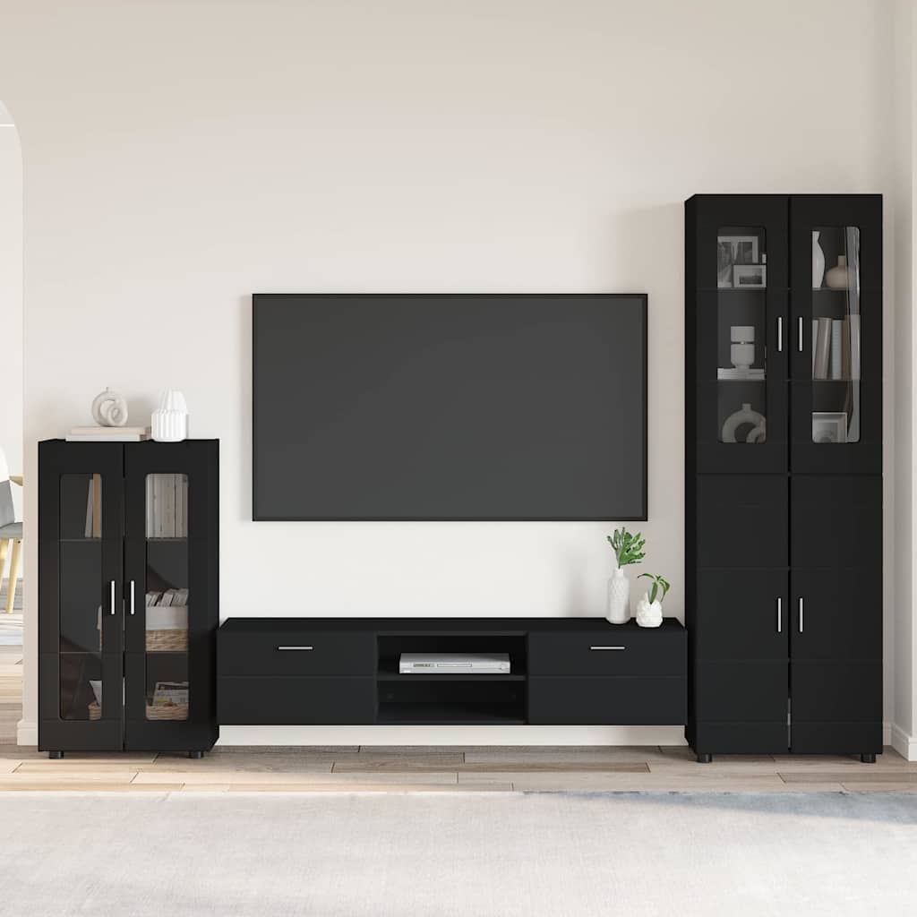 Ensemble meuble TV FLORIN 3 pcs Noir Bois d'ingénierie - XIOS