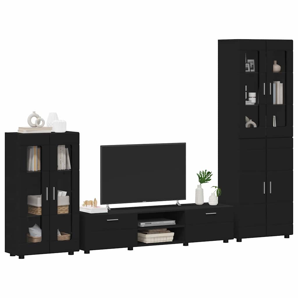 Ensemble meuble TV avec tiroir Noir Bois d'ingénierie - XIOS
