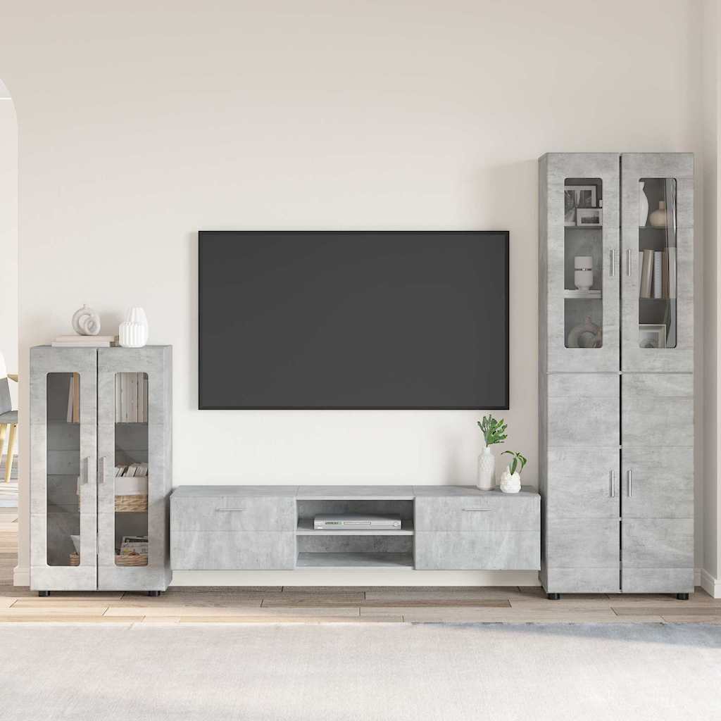 Ensemble meuble TV FLORIN 3 pcs Gris béton Bois d'ingénierie - XIOS