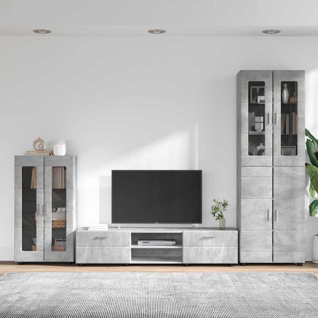 Ensemble meuble TV FLORIN 3 pcs Gris béton Bois d'ingénierie - XIOS