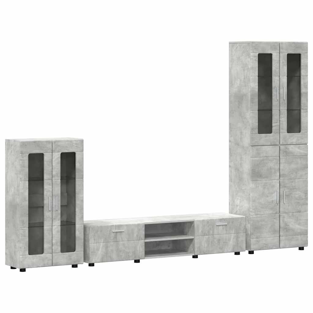 Ensemble meuble TV FLORIN 3 pcs Gris béton Bois d'ingénierie - XIOS