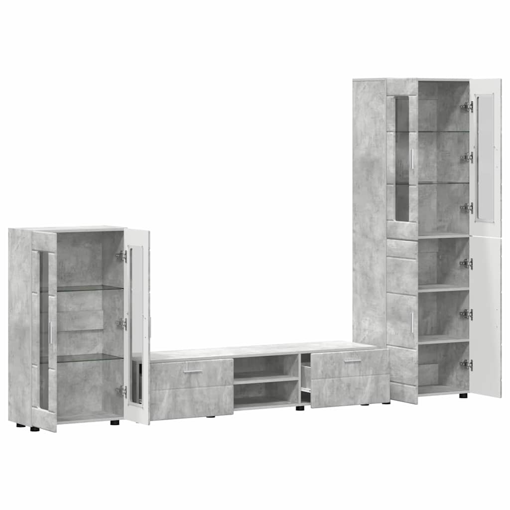 Ensemble meuble TV FLORIN 3 pcs Gris béton Bois d'ingénierie - XIOS