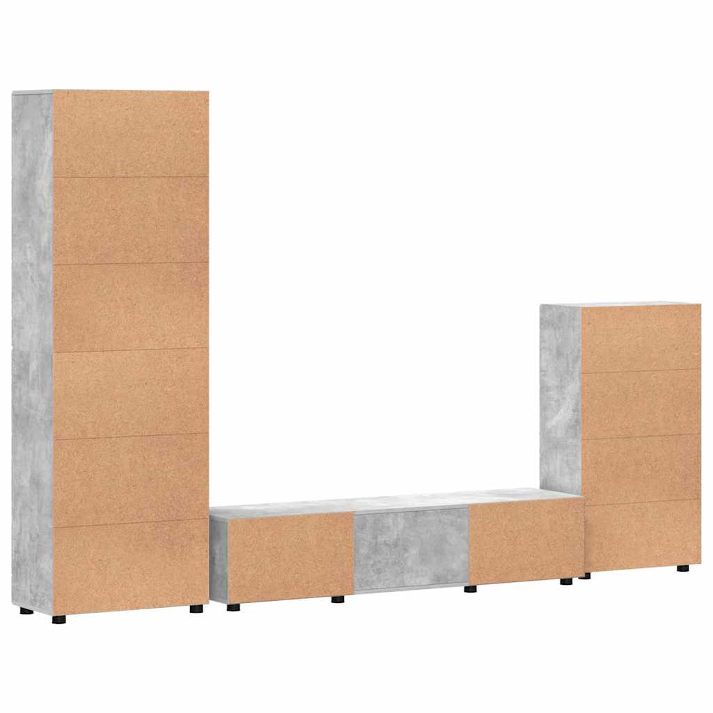 Ensemble meuble TV FLORIN 3 pcs Gris béton Bois d'ingénierie - XIOS