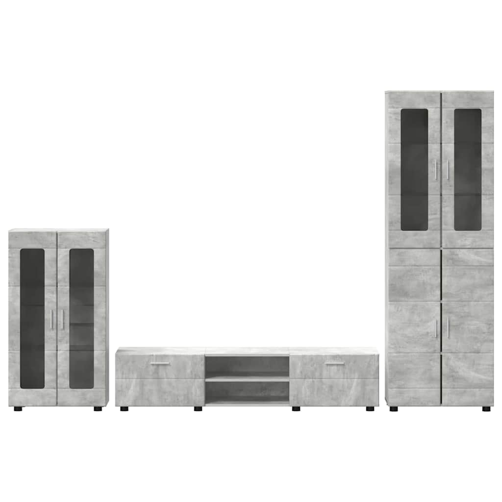 Ensemble meuble TV FLORIN 3 pcs Gris béton Bois d'ingénierie - XIOS