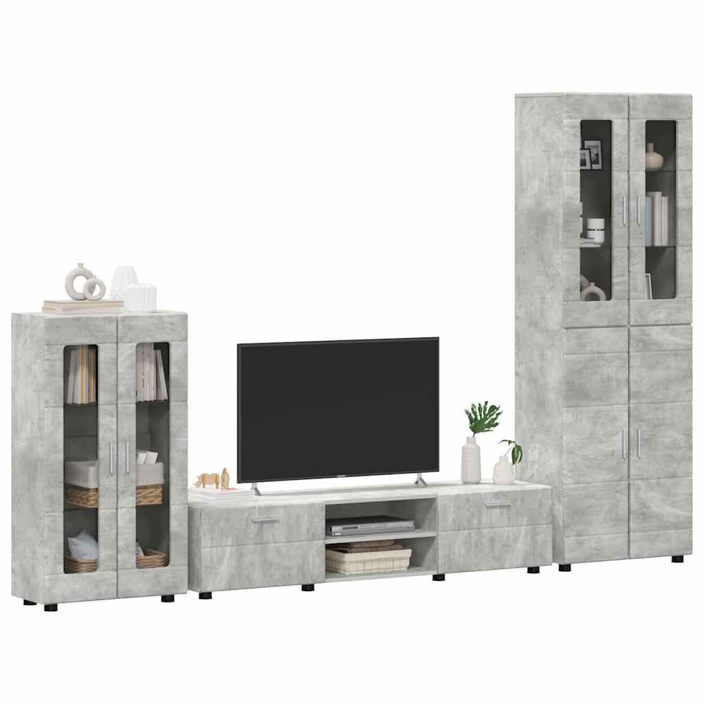 Ensemble meuble TV FLORIN 3 pcs Gris béton Bois d'ingénierie - XIOS