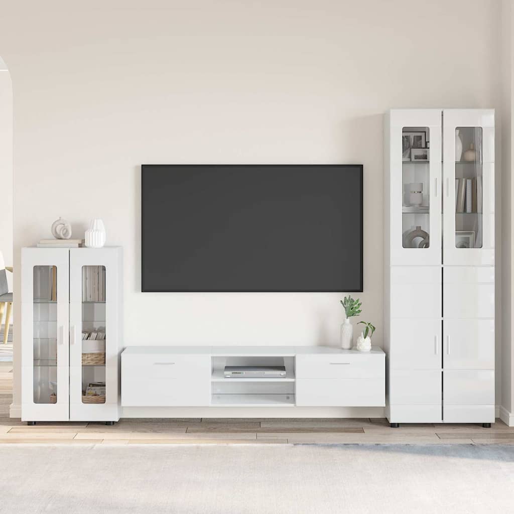 Ensemble meuble TV avec tiroir FLORIN 3 pcs Blanc brillant - XIOS