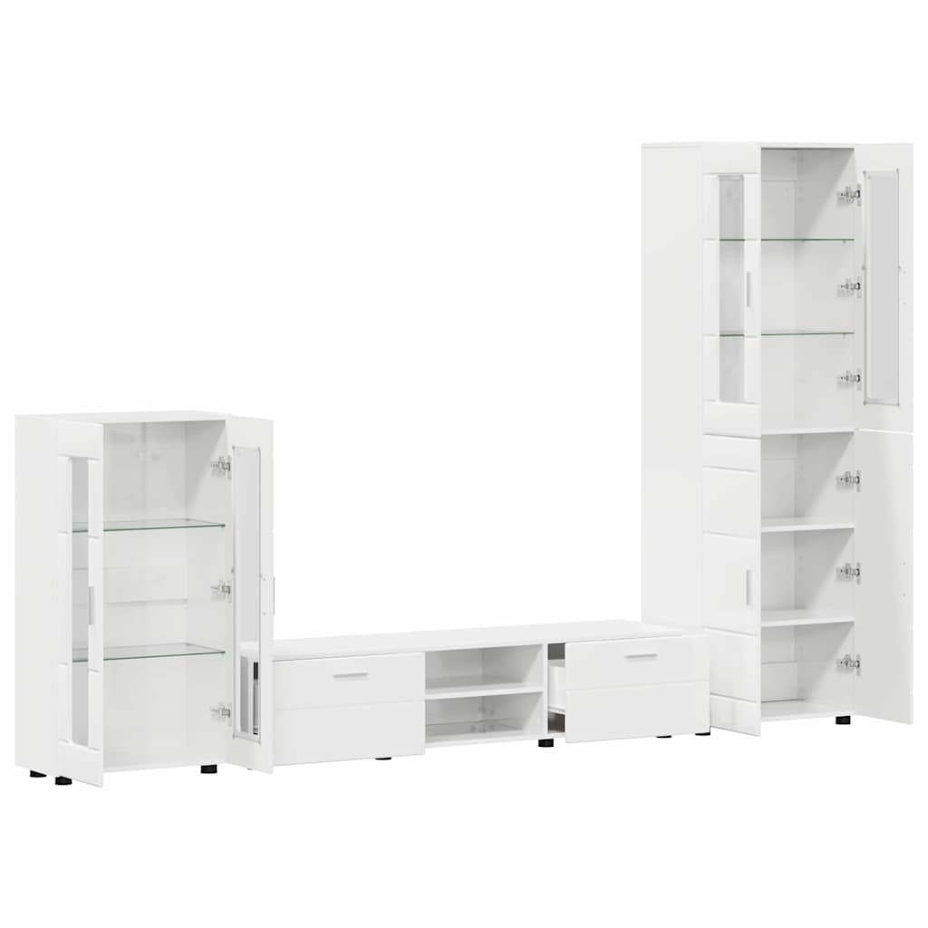 Ensemble meuble TV avec tiroir FLORIN 3 pcs Blanc brillant - XIOS