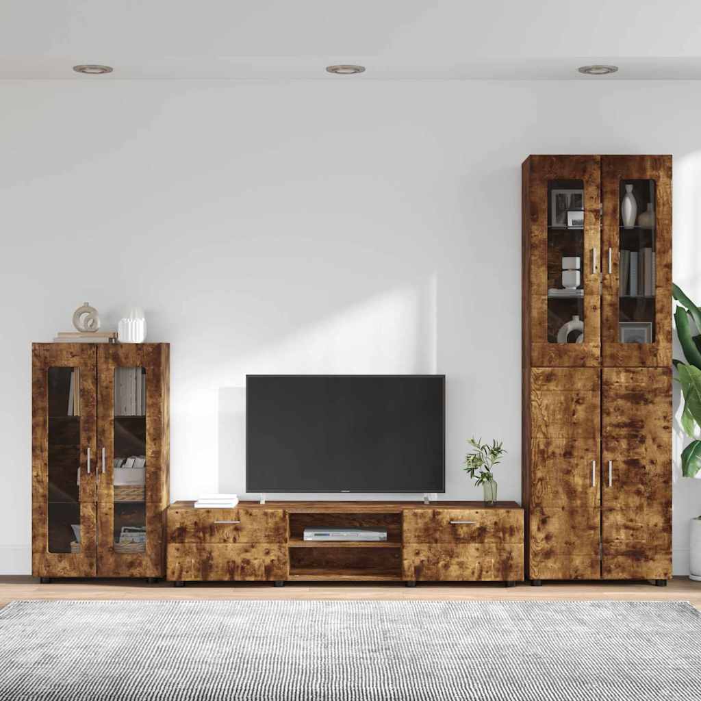 Ensemble meuble TV FLORIN 3 pcs Chêne fumé Bois d'ingénierie - XIOS