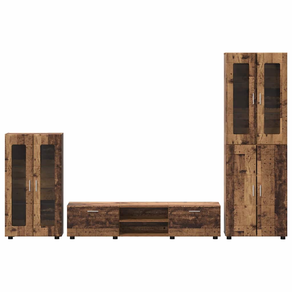 Ensemble meuble TV FLORIN 3 pcs Bois ancien Bois d'ingénierie - XIOS