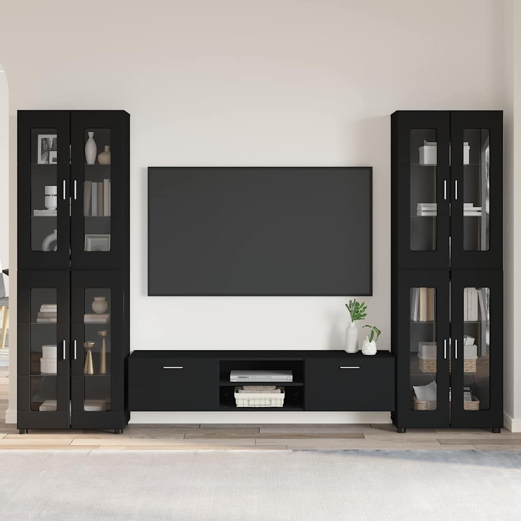 Ensemble meuble TV FLORIN 3 pcs Noir Bois d'ingénierie - XIOS