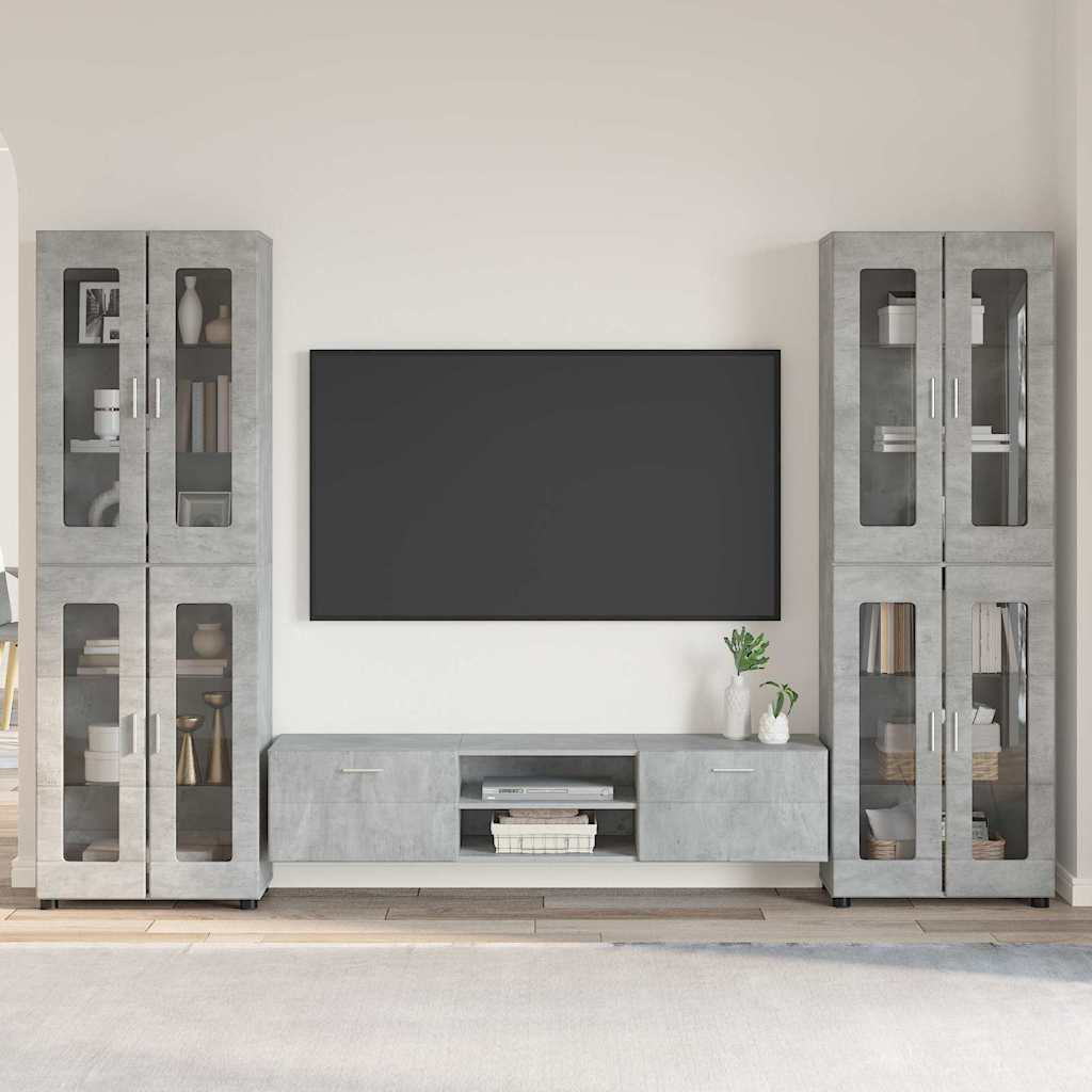 Ensemble meuble TV FLORIN 3 pcs Gris béton Bois d'ingénierie - XIOS